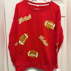 Red Football Themed Women's Sweater